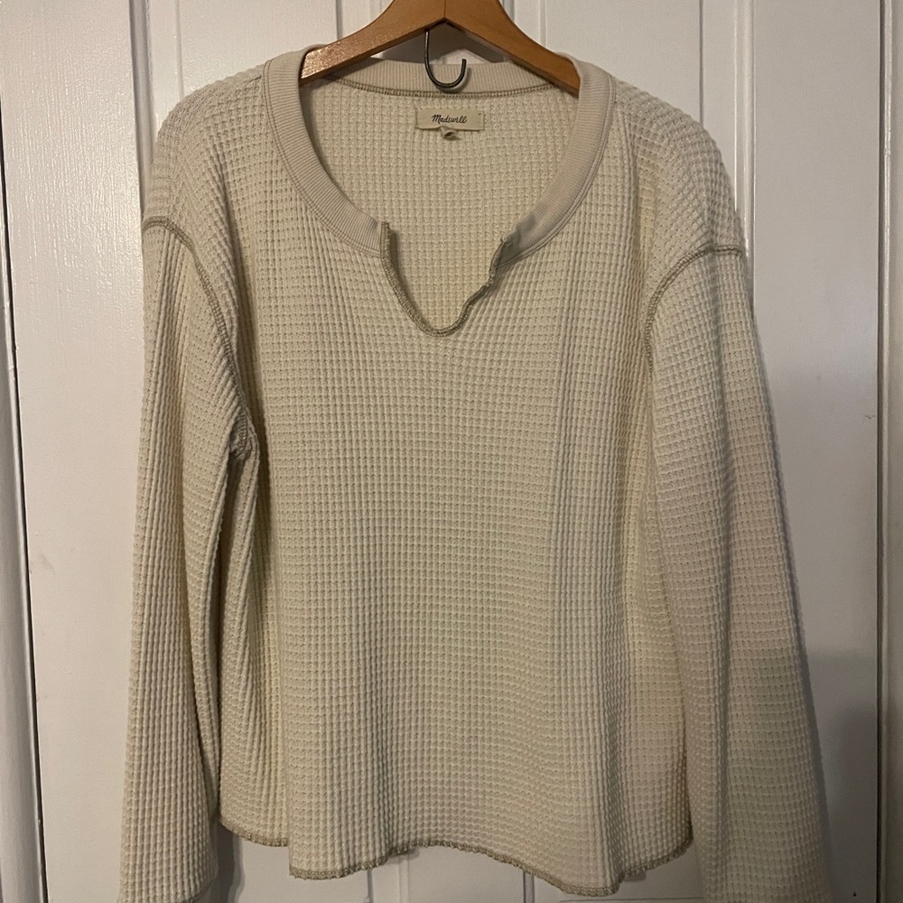 Madewell Cream Waffle Knit Sweater